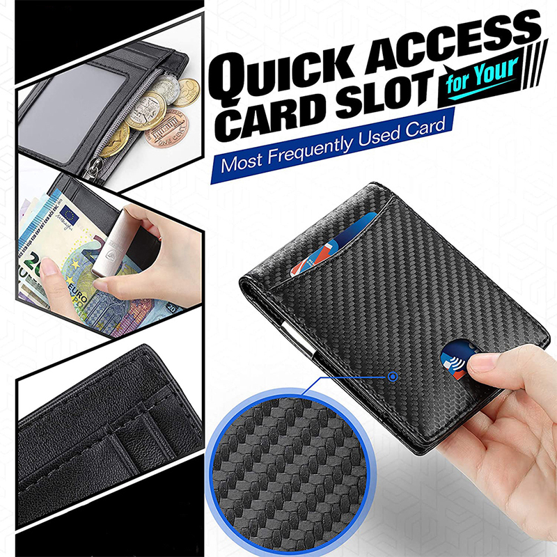 Carbon Fiber Rfid Men Wallets Money Bag Slim Thin Card Man Wallet Luxury Male Small Short Purse Bi-fold Vallet Billfold