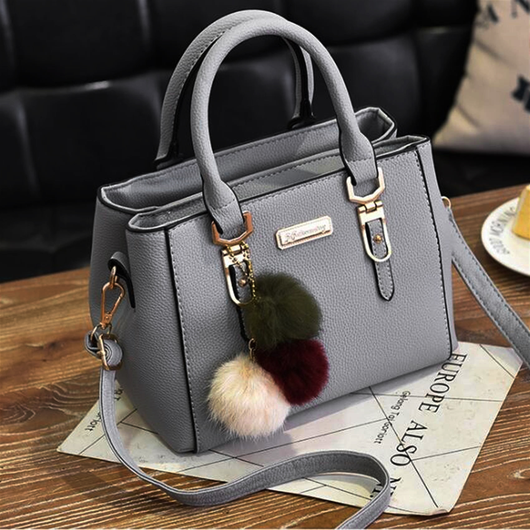 Woman Handbag Fashion Elegant All-Match Female Crossbody Bag Simple Solid Color PU Leather Office Lady Satchel Shoulder Bags