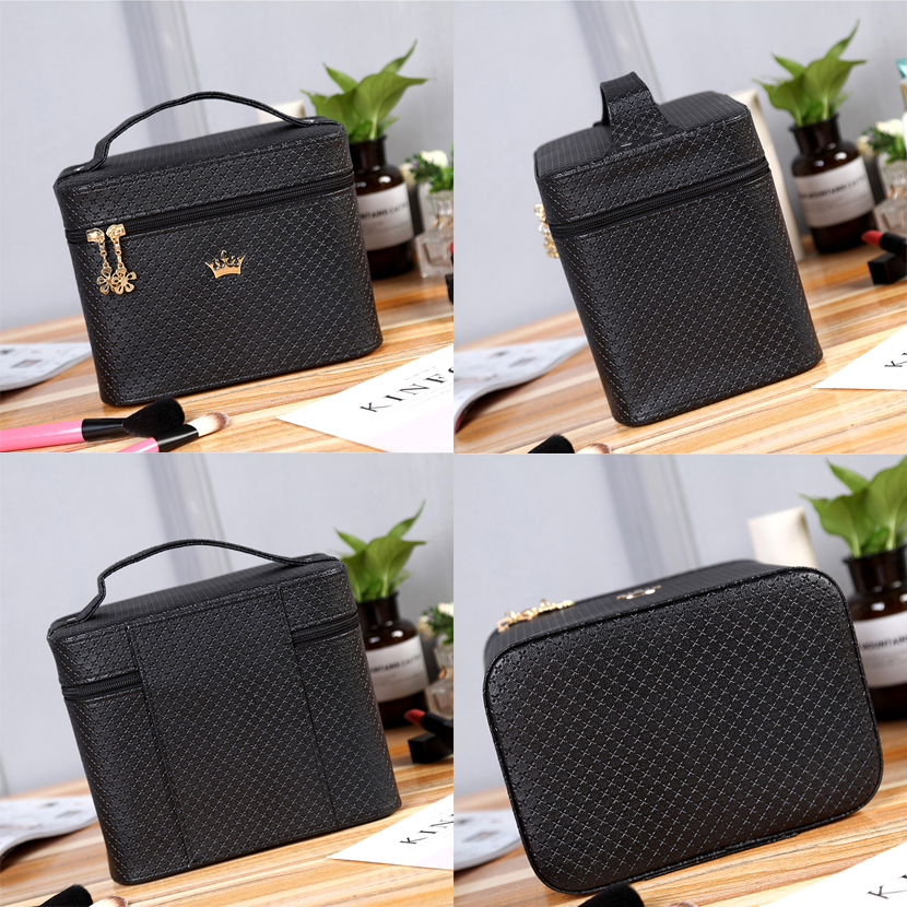 Fashion Crown Make Up Box Large Capacity Travel Beauty Case Famous Brand Leather Makeup Bag Portable Professional Makeup Case