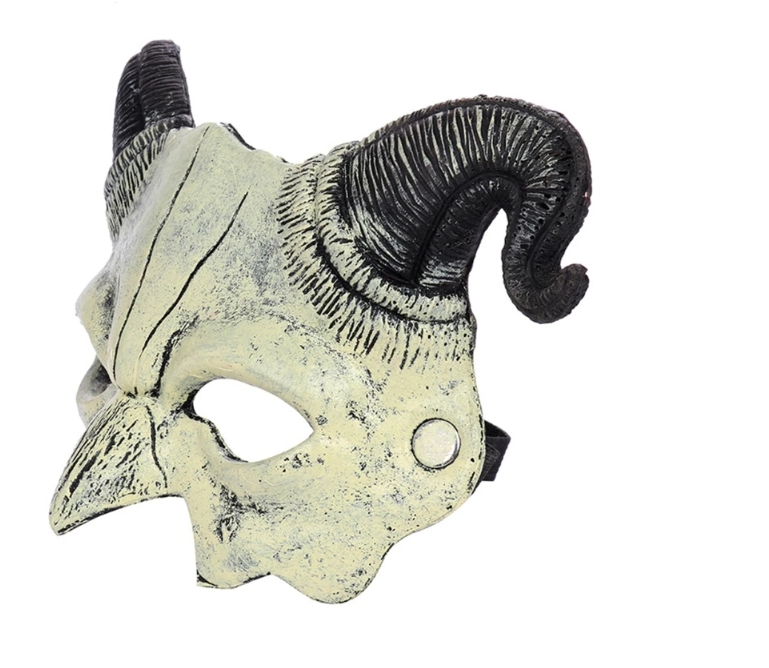 Halloween Demon Mask Horns Devil Half Face Mask Party Cosplay Horror Monster Masquerade Scary Haunted House Props PU Mask Decor