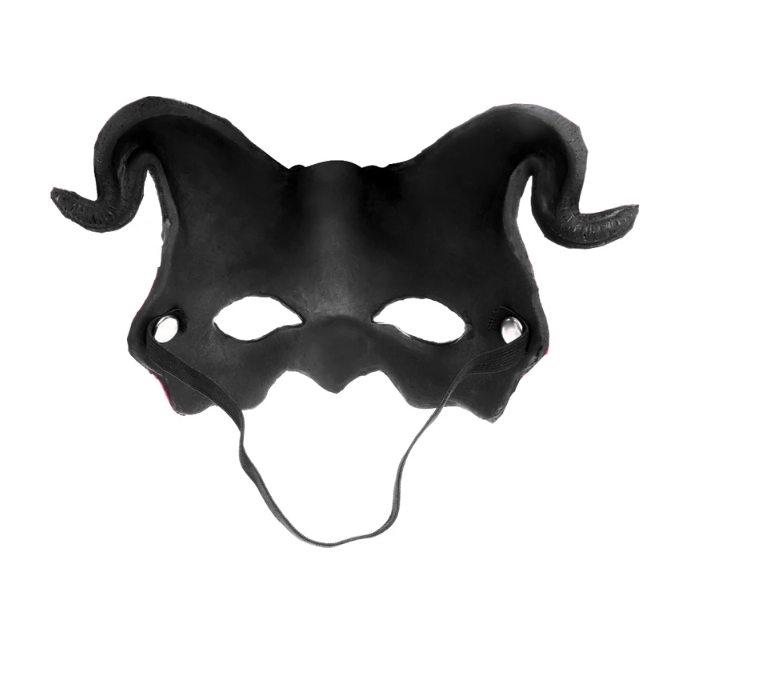 Halloween Demon Mask Horns Devil Half Face Mask Party Cosplay Horror Monster Masquerade Scary Haunted House Props PU Mask Decor