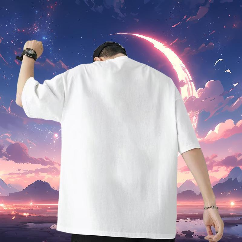Factory Direct Men T Shirts 230g 100% Cotton Halloween Spring Summer Top Tees Breathable Short Sleeve Unisex Men Clothes T-Shirt DIY Logo Oversized