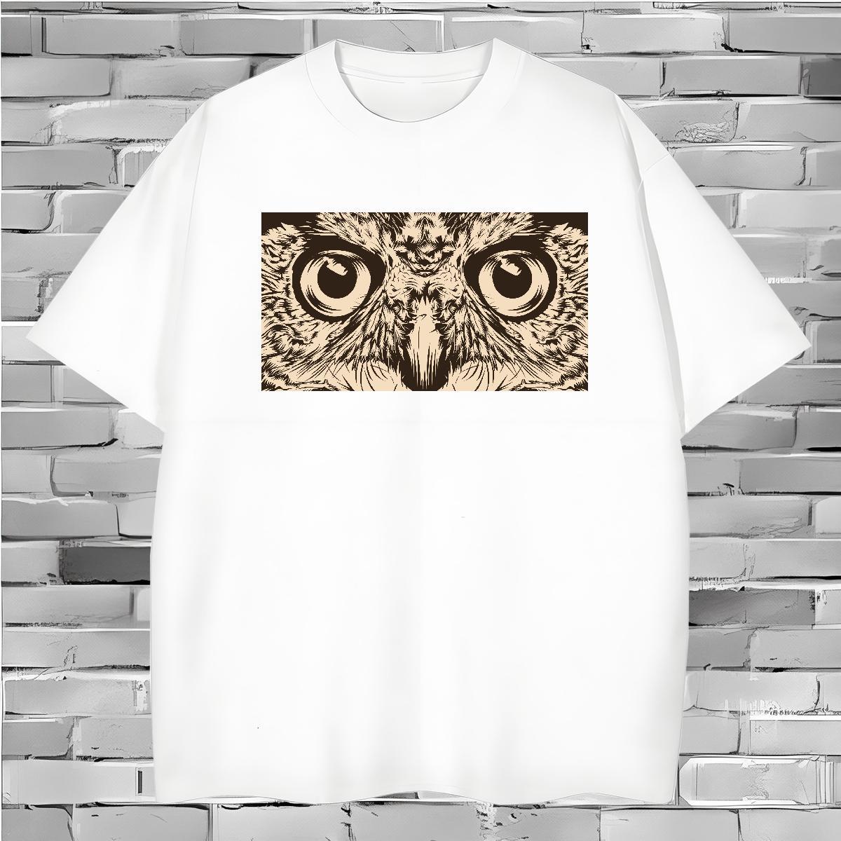 Mens T Shirts 230g Cotton eagle Beach Breathable Short Sleeve Anime Print Mens Tshirts 2024 New Loose Tee Shirt
