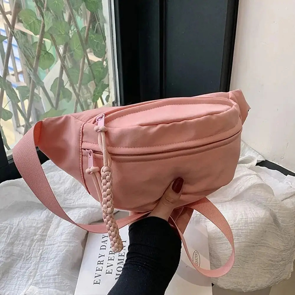 Womens Canvas Cross body Bag Solid Color Strap Waist Luggage 240802ZYl