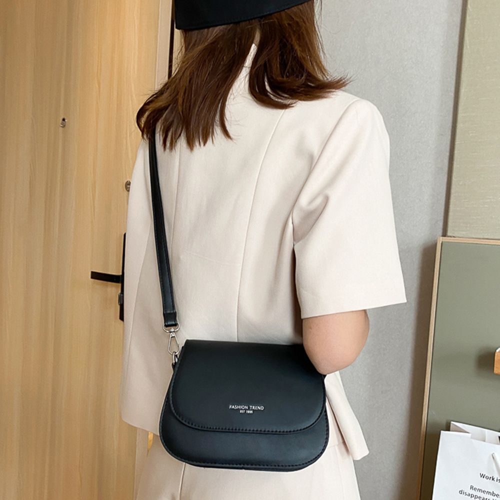 Trendy Saddle Shoulder Bag Women Fashion PU Leather Crossbody Bags Simple Solid Color Flap Messenger Pouch Handbags