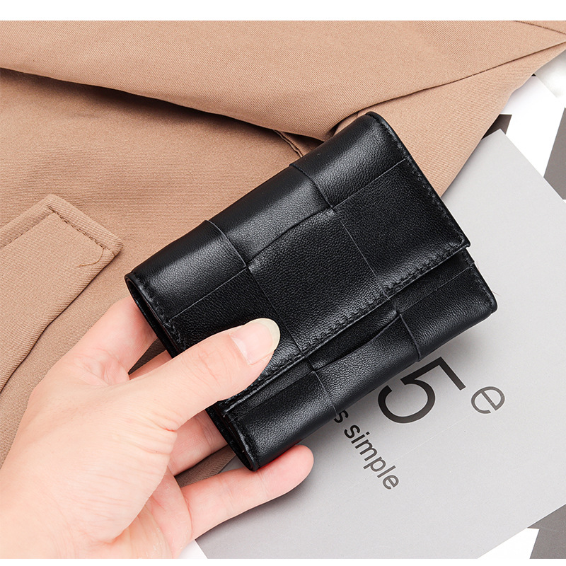 Luxury Designer Fashion Ladies Large Braid leather Short Wallet Multi Function Card Holder Portable Coin Purse Women Pocketbook