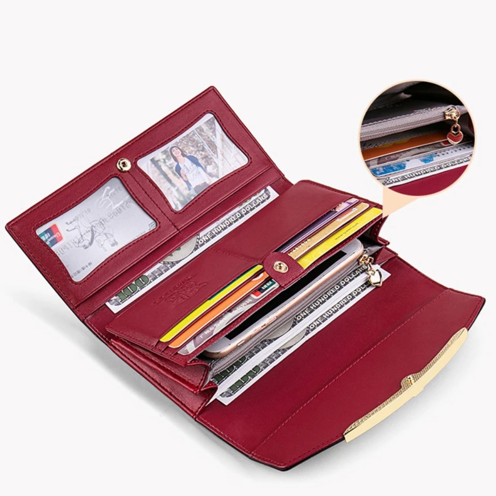 Genuine Leather Wallets for Women Luxury Designer Purses RFID Card Holder Women's Long Handbag High Quality Ladies Gift