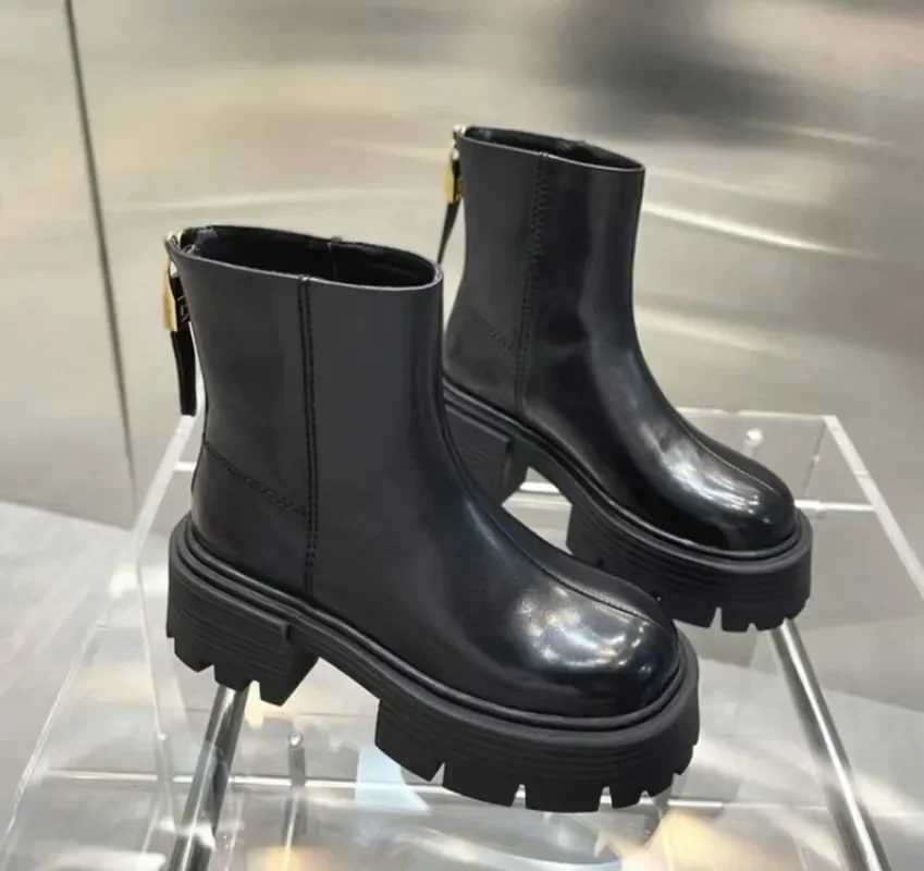 Fashion womens ankle boots high heel round toe thick heel zipper fashion boot platform footwear womens 2024 CL240906
