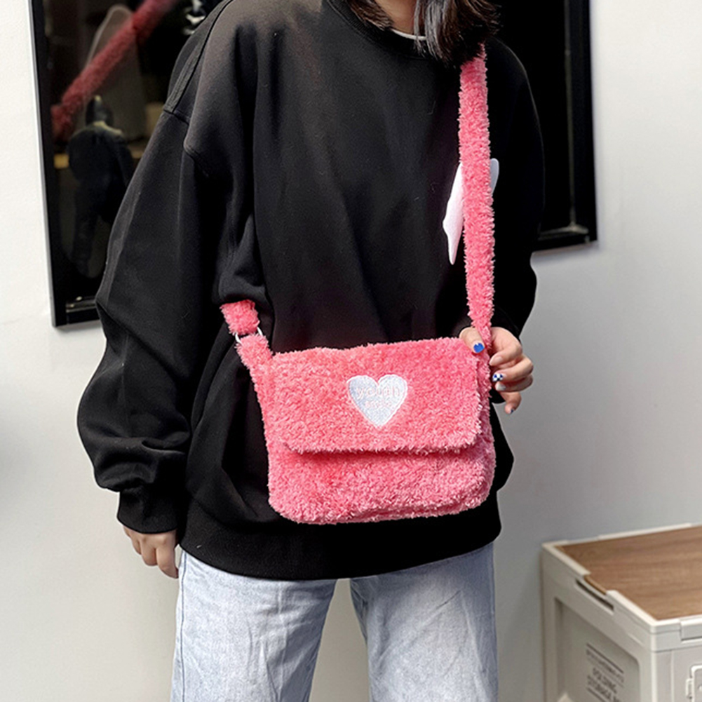 2023 New Plush Fabric Women's Shoulder Crossbody Bag Small Fashion Lambs Wool Fluffy Fur Winter Female Bag Designer Handbags