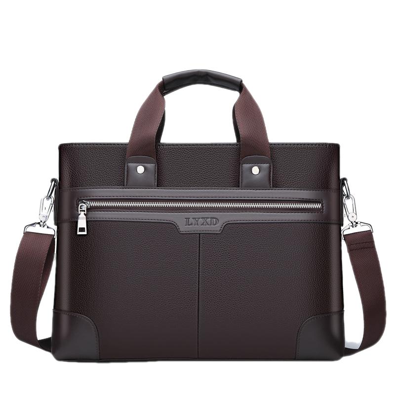 Business Leather Men's Briefcase Fashion Man Handbag Office Male Shoulder Messenger Bag 14" Laptop Bag