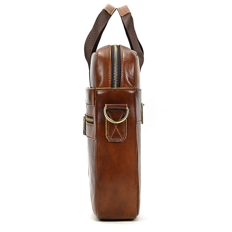Men's leather briefcase business man's bag top layer cowhide lawyer's computer bag Men's style large 15.6 laptop bag with strap