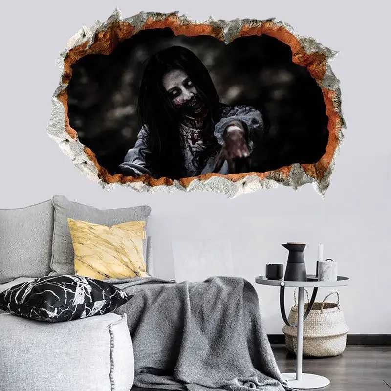Halloween Terror Window Sticker Party Windows Decoration Wall Terrors Blood Stickers Increase Terror Atmosphere Wall Stickers Y240801