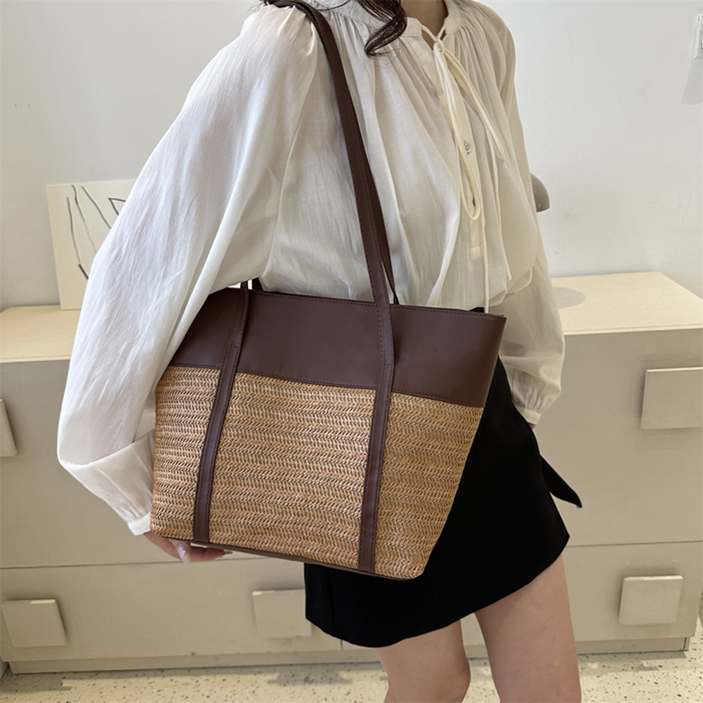 Fashion Rattan Women Shoulder Bags Wikcer Woven Female Handbags Large Capacity Summer Beach Straw Bags Casual Tote Purses 2023