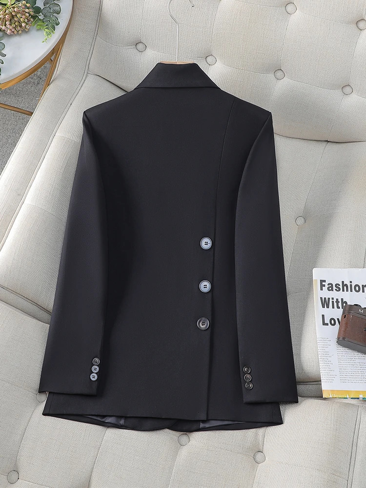 Fashion Women Blazer Pink Black Coffee Female Long Sleeve Solid Autumn Winter Ladies Loose Formal Jacket Coat For Work Wear 240801