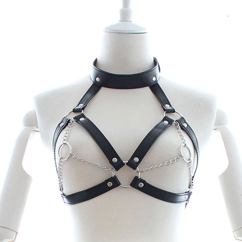 Women Bondage Body Harness Lingerie Goth Crop Tops Leather Bra Cage BDSM Collar Body Harness Belt Chain Slave Breasts Sex Toys