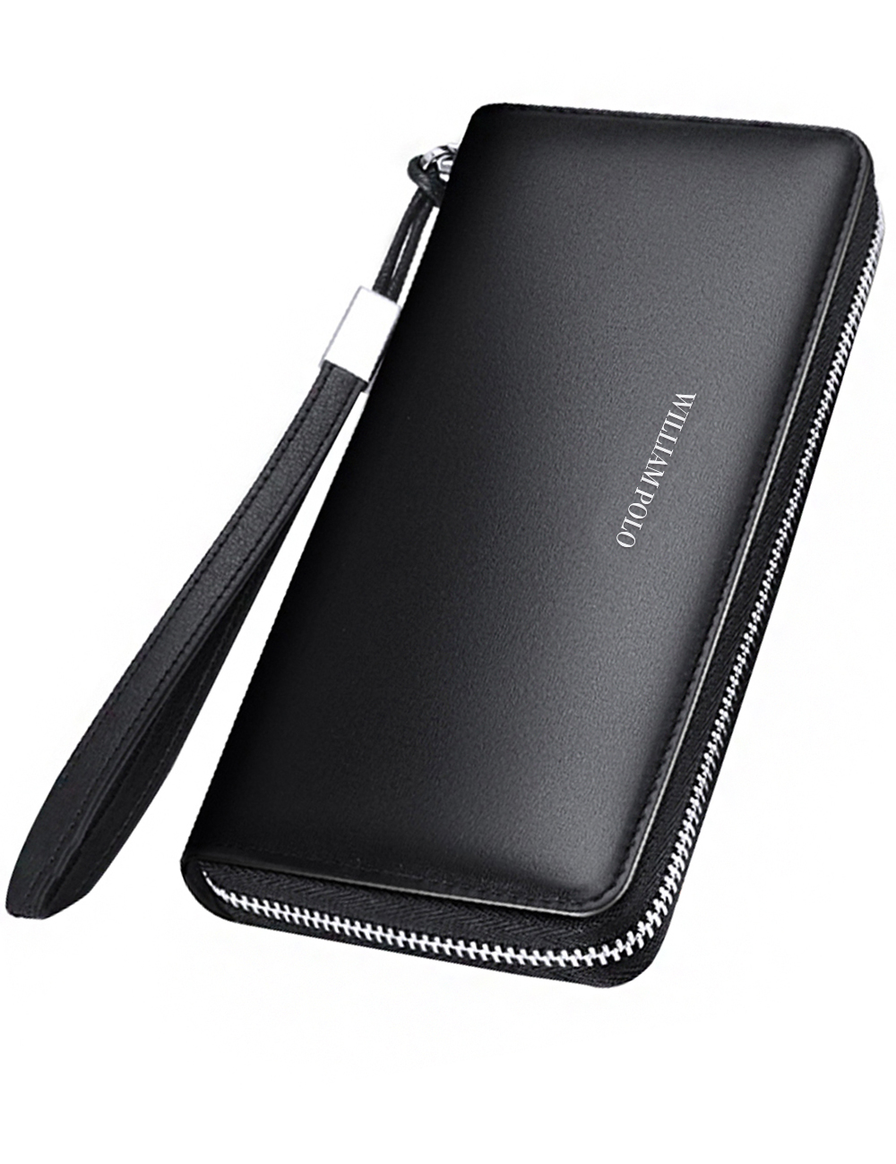 Williampolo Wallet Genuine Leather Men Wallets Famous Brand Long Accordion Card Slots Holder Pocket Purse Black Blue