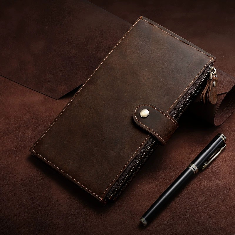 Men's Luxury Wallets Wallet Clips Leather Money Clip Cardholder Long Multi Card Slot Zip Holders Dolars Man Genuine Cash Mens I