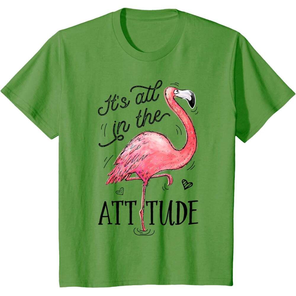 25ss T shirt Mens Flamingo It's All In The Attitude Funny Pink Bird Watercolor T-Shirt shirts tshirt graphic tee Casual tops summer clothes Short
