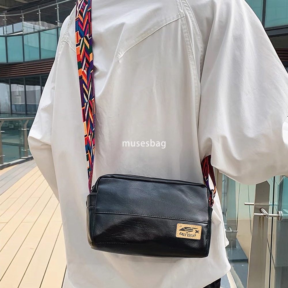 Trendy men's ribbon shoulder bag casual Japanese and Korean men's bag crossbody bag sports men's and women's mobile phone small sq