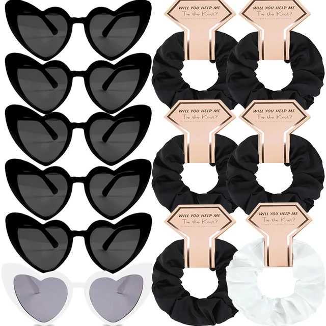 12/6Pcs Bridesmaids Gifts Bachelorette Hen Party Satin Hair Ties Heart Sunglasses Wedding Team Bride To Be Party Decor Souvenir Y240801