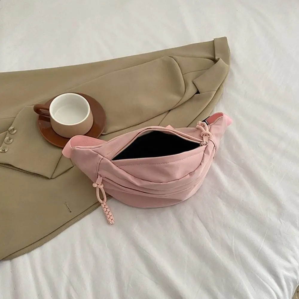 Womens Canvas Cross body Bag Solid Color Strap Waist Luggage 240802ZYl