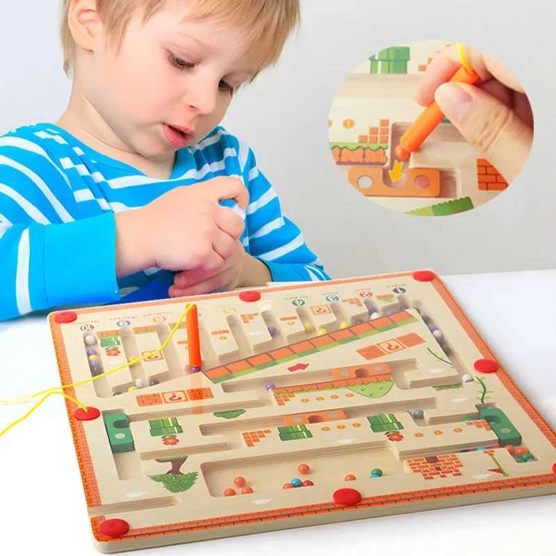 Wooden Magnetic Color and Number Maze Learning Education Toys Color Matching Montessori Toys Wooden Toys for Children Gifts Y240801