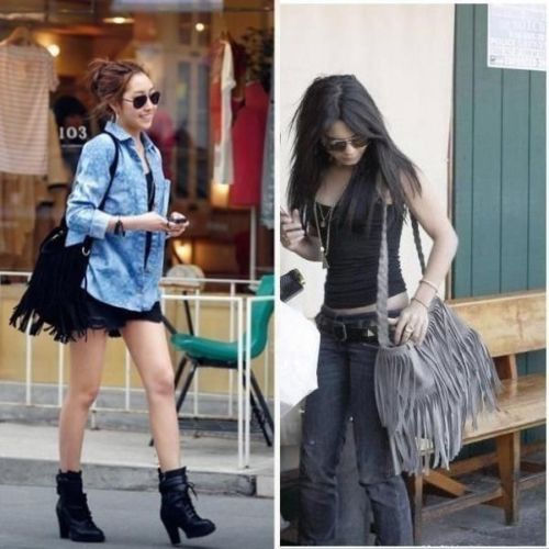 Fashion Women Shoulder bag Solid Tassels Trending Cross Body Bag Tassel Suede Faux fur Fringe Messenger Shoulder Handbag