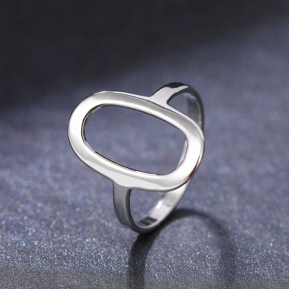 Stainless steel ring classic minimalism hollow oval fashion ring womens jewelry wedding party gifts sexy wholesale for girls W240802