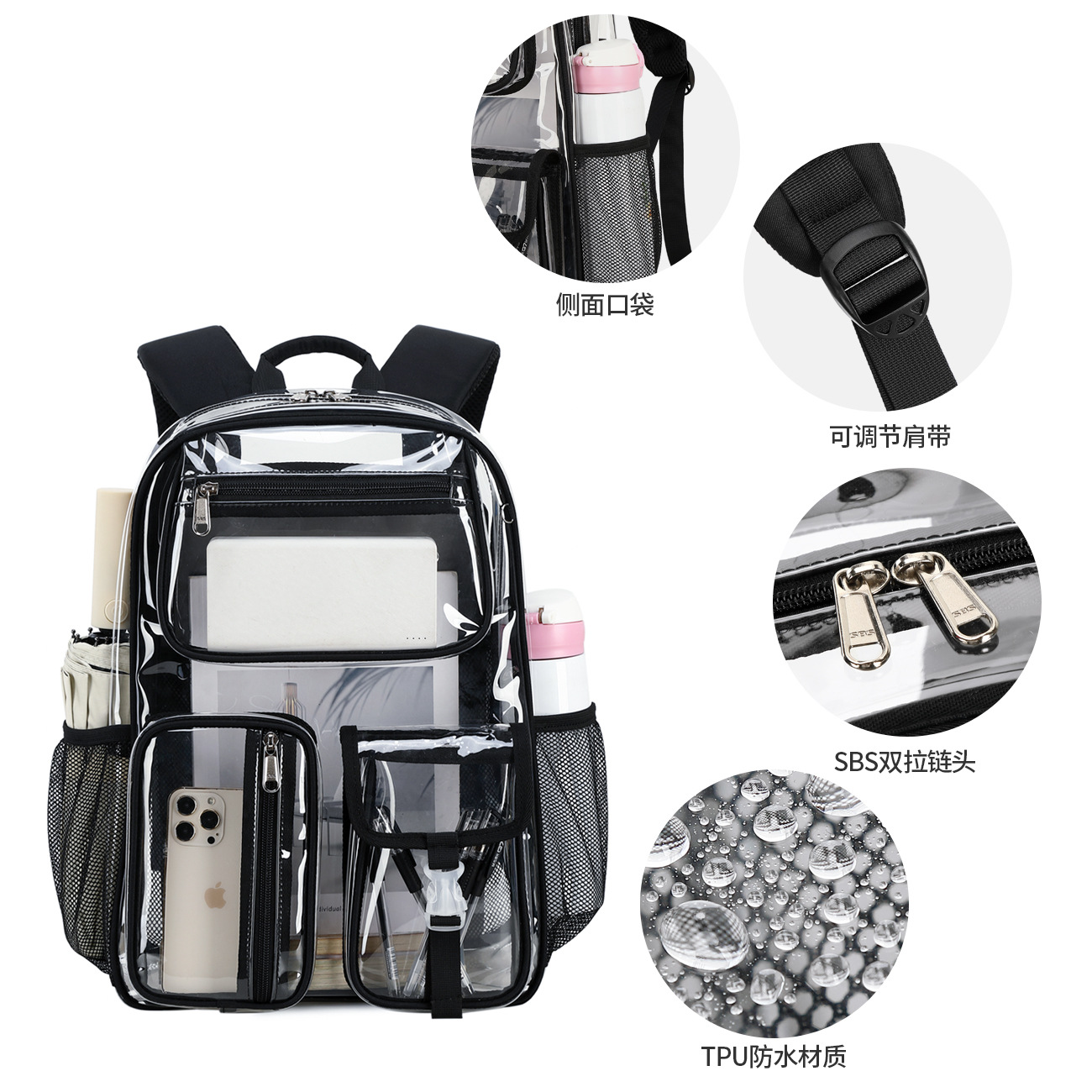 Transparent jelly bag new high capacity backpack for middle school students cross-border backpack wholesale