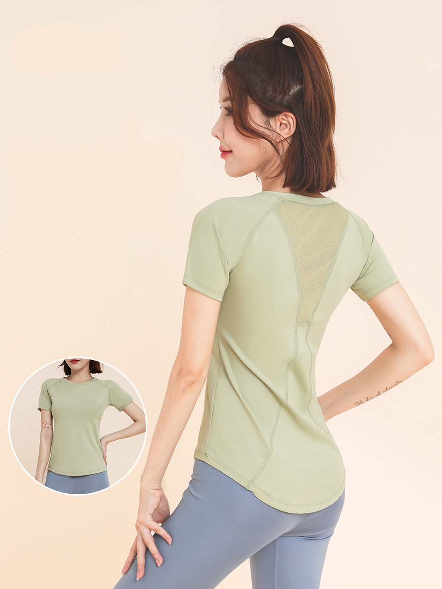 Sports top women's summer loose running fitness short sleeve T-shirt advanced sense Pilates training yoga dress smock