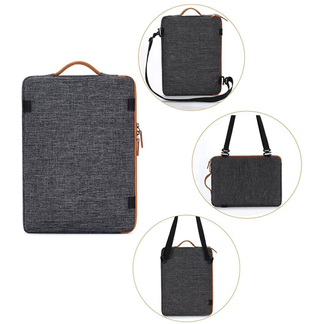 DOMISO 11 13 14 15.6 17.3 Inch Waterproof Bag Polyester with USB Charging Port Headphone Hole Notebook Laptop Sleeve 4