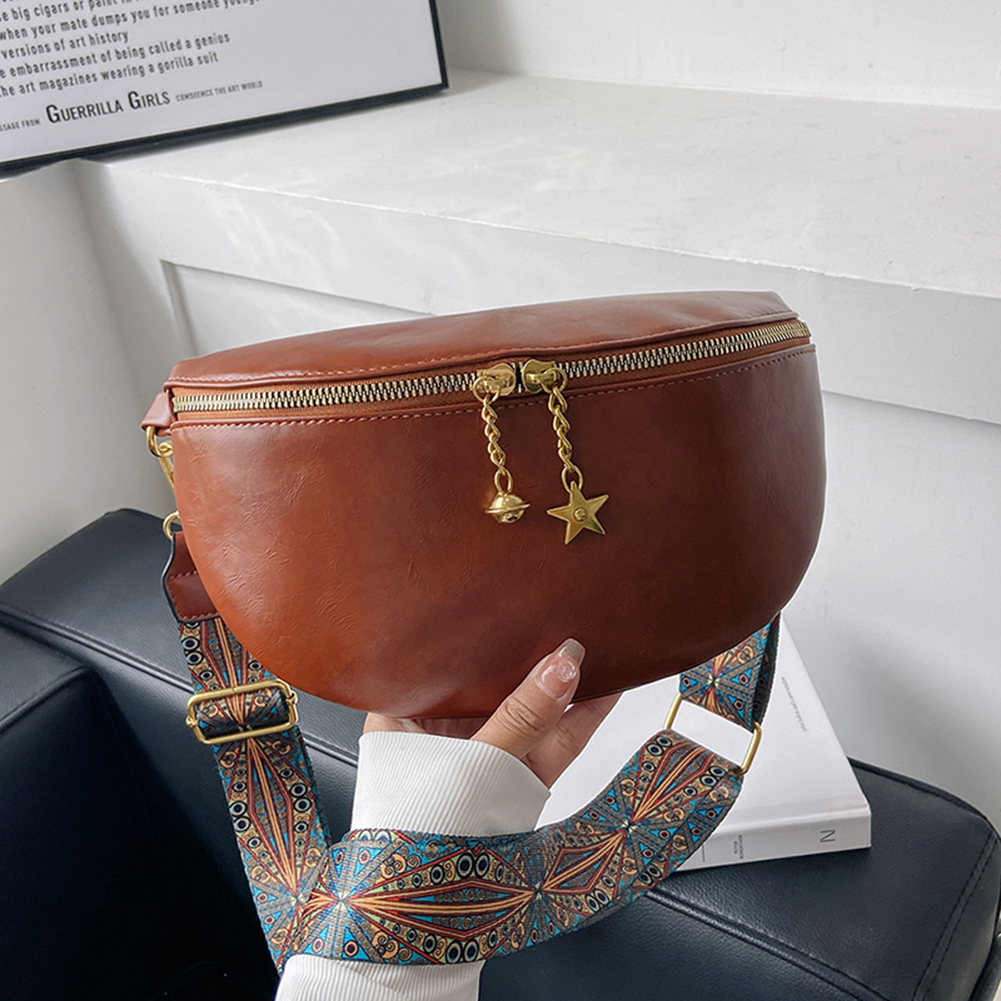 Fashion Women Fanny Pack Wide Strap Vintage Crossbody Bags Female Waist Purse Zipper Portable Leather Waist Bag Shoulder Bag