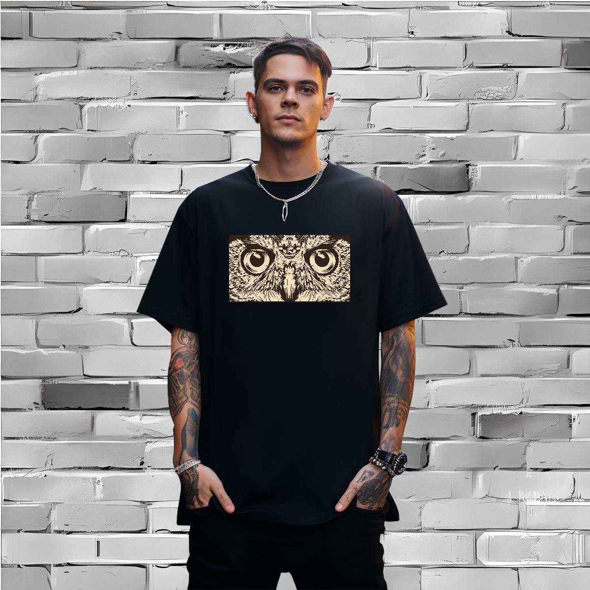 Mens T Shirts 230g Cotton eagle Beach Breathable Short Sleeve Anime Print Mens Tshirts 2024 New Loose Tee Shirt