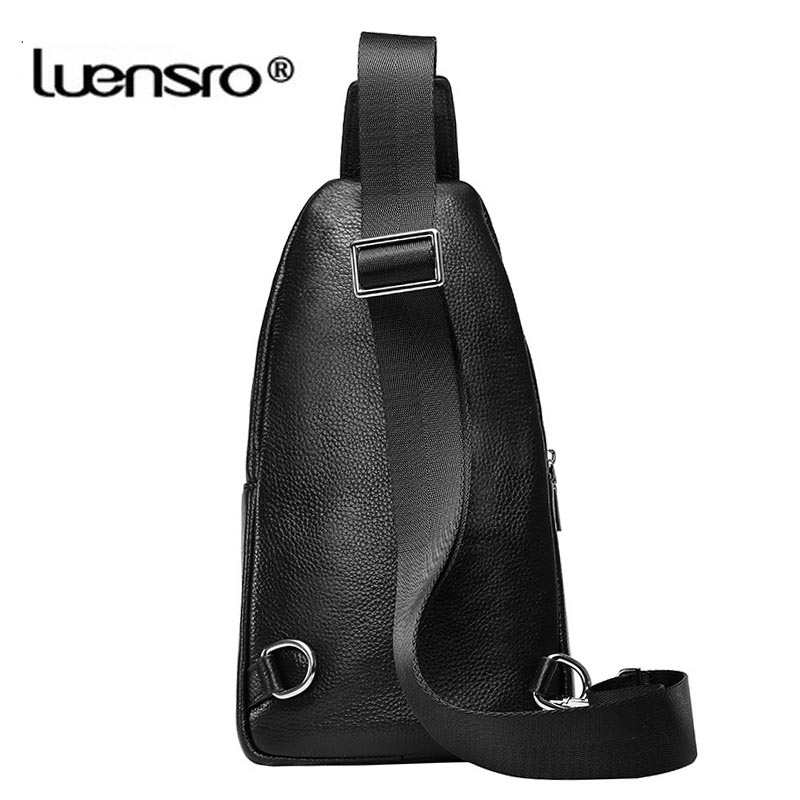 100% Men Cowhide Leather Crossbody Bag Casual Men Shoulder Bags High Quality Chest Pack Genuine Leather Messenger Bag Men