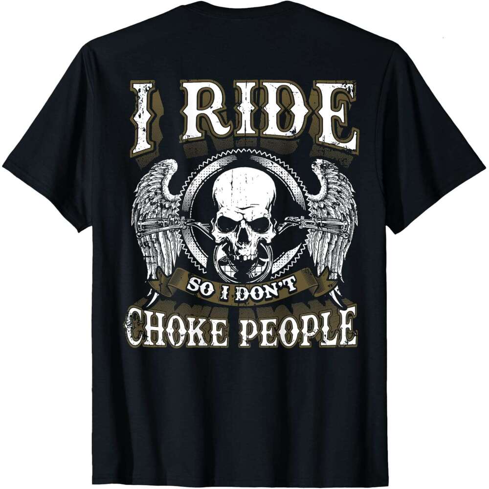 T shirt Mens Vintage Motorcycle Biker Ride So I Don't Choke Skull T-Shirt shirts tshirt graphic tee Casual tops summer clothes Short sleeve Free 