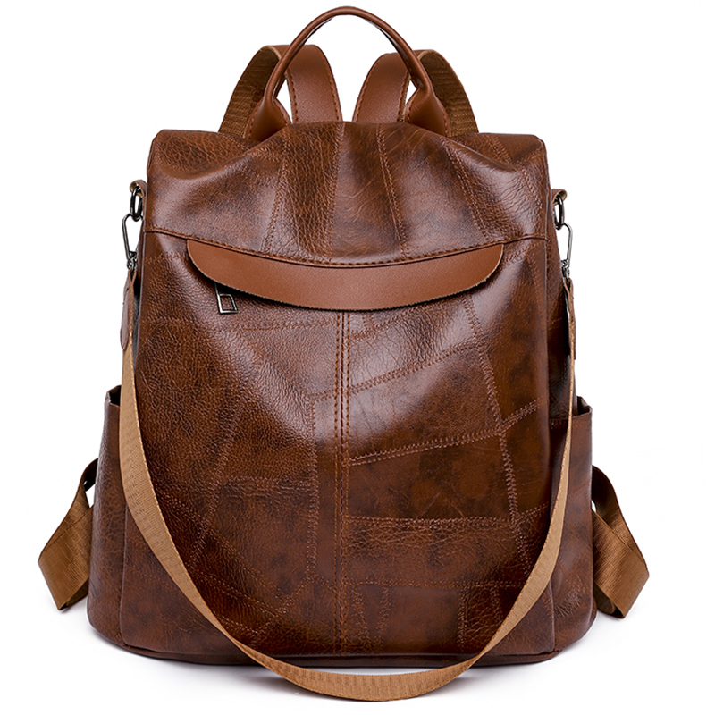 Ladies Anti-Theft Wallet PU Shoulder Fashion Women Satchel Backpack Designer Bag Black Brown