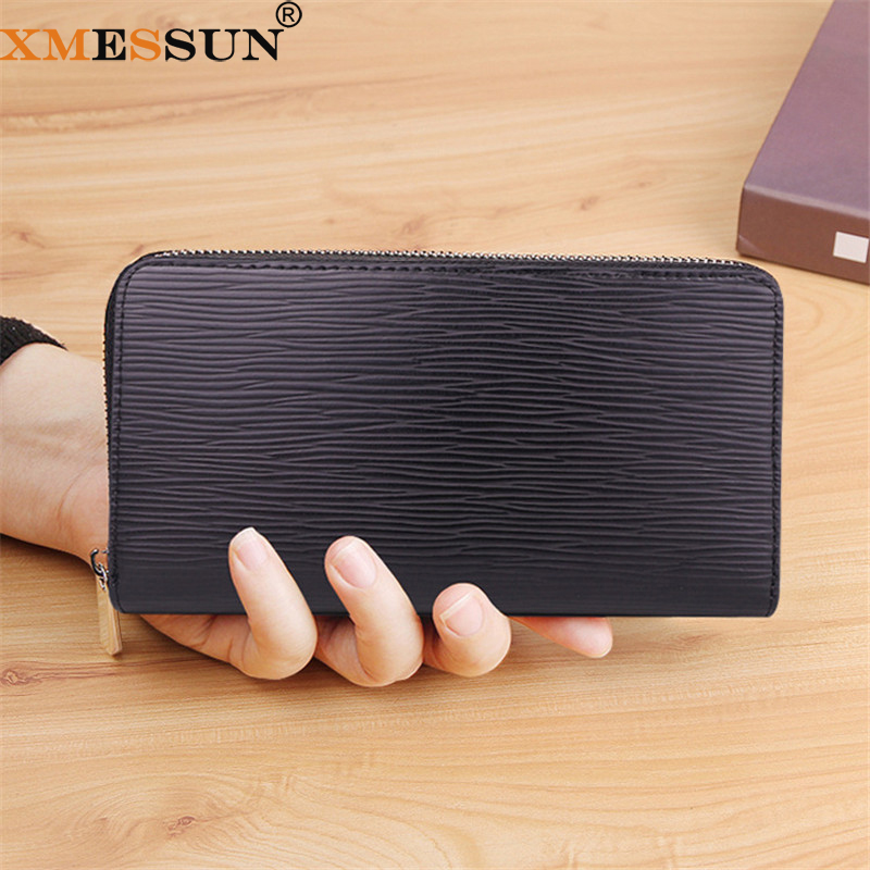 XMESSUN New Genuine Leather Purse for Women 2022 Fashion Cowhide Large Capacity Lizard Pattern Long Wallet Water Ripple Wallet