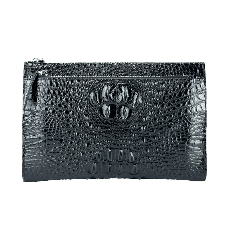 Men's Crocodile-print Leather Clutch Multi-card Wallet Business CardHolder Large Capacity Underarm Bag