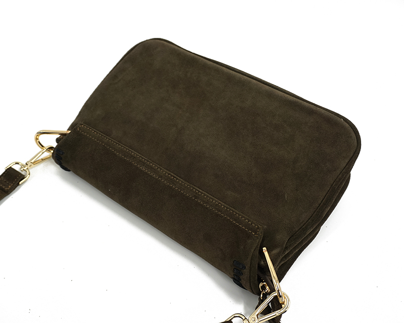Female Fashion Suede Genuine Leather Nubuck Loop Fringed Side Shoulder Bag Leisure Za Designer Medium Size Daily Stylish Bag