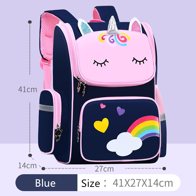 Fengdong cute 3D cartoon school backpack set elementary school bags for girls rainbow love heart children pen pencil handbag set
