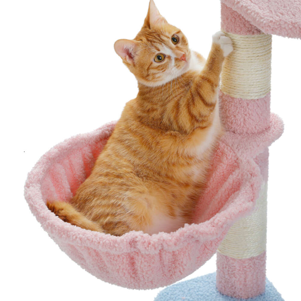 wer Tree 47.2-inch Multi story Tower, Scratching Pillar Covered with Sisal, Cute Cat Apartment, Suitable for Indoor Small and Medium sized Cats, Pink 
