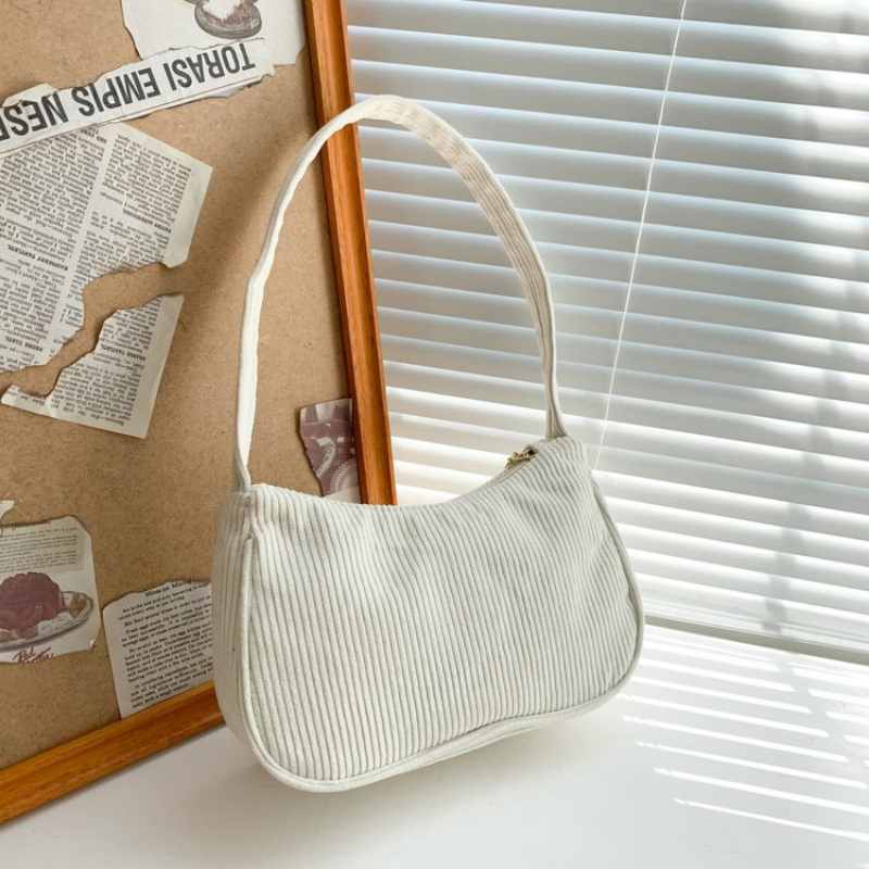2023 Fashion Vintage Women's Handbags Corduroy Underarm Bag Casual Women Shoulder Bags Solid Color Zipper Female Handbag Clutch