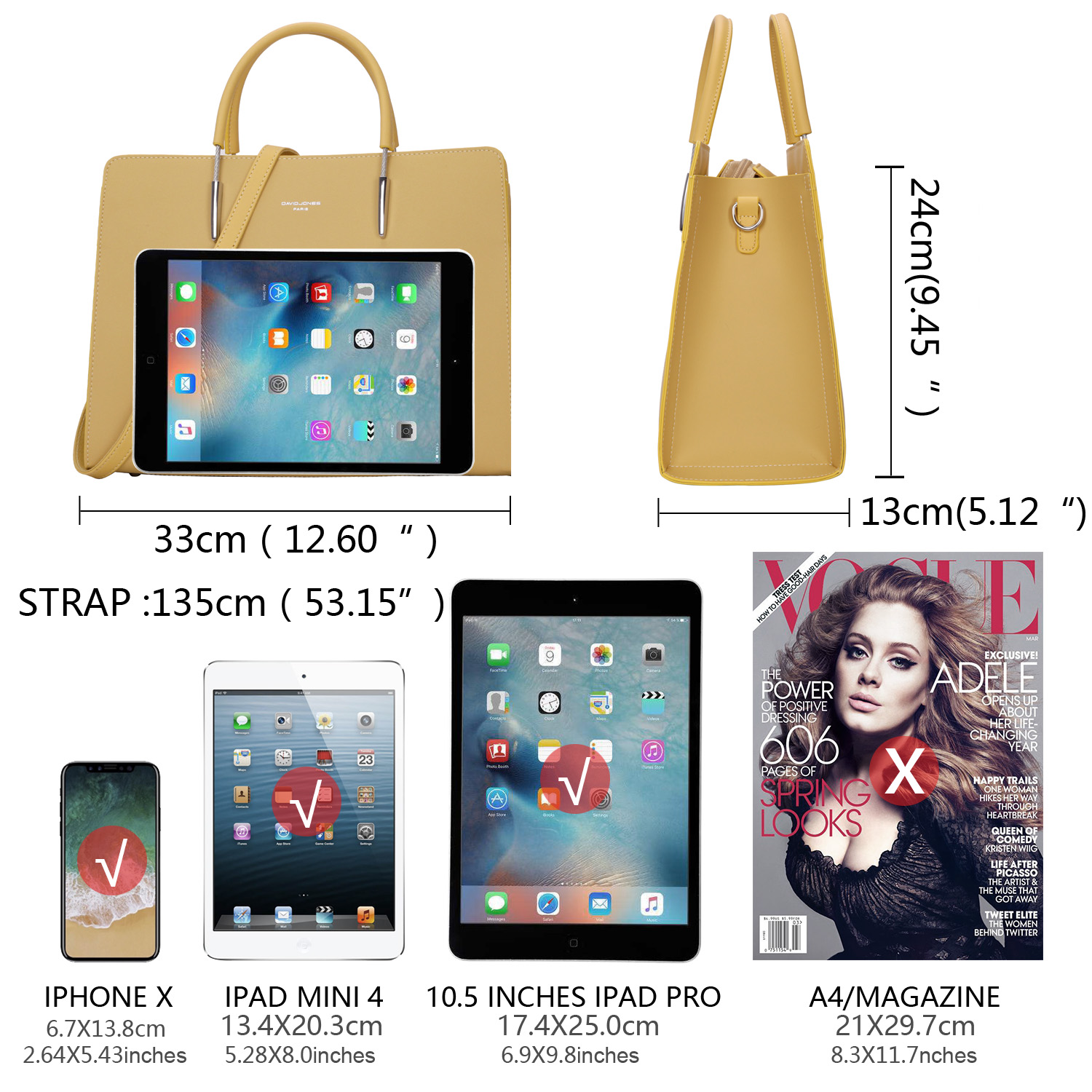 David Jones Handbags Retro Casual Women's Shoulder Bag Fashion Exquisite Shopping Bag Chain High Quality Polyester Tote Bags