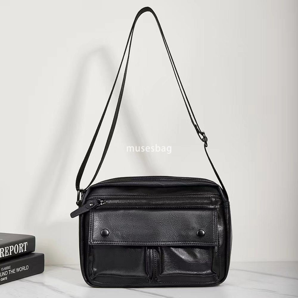 New fashion trend men's high-end minimalist texture crossbody bag with multiple pockets single shoulder bag backpack wholesale