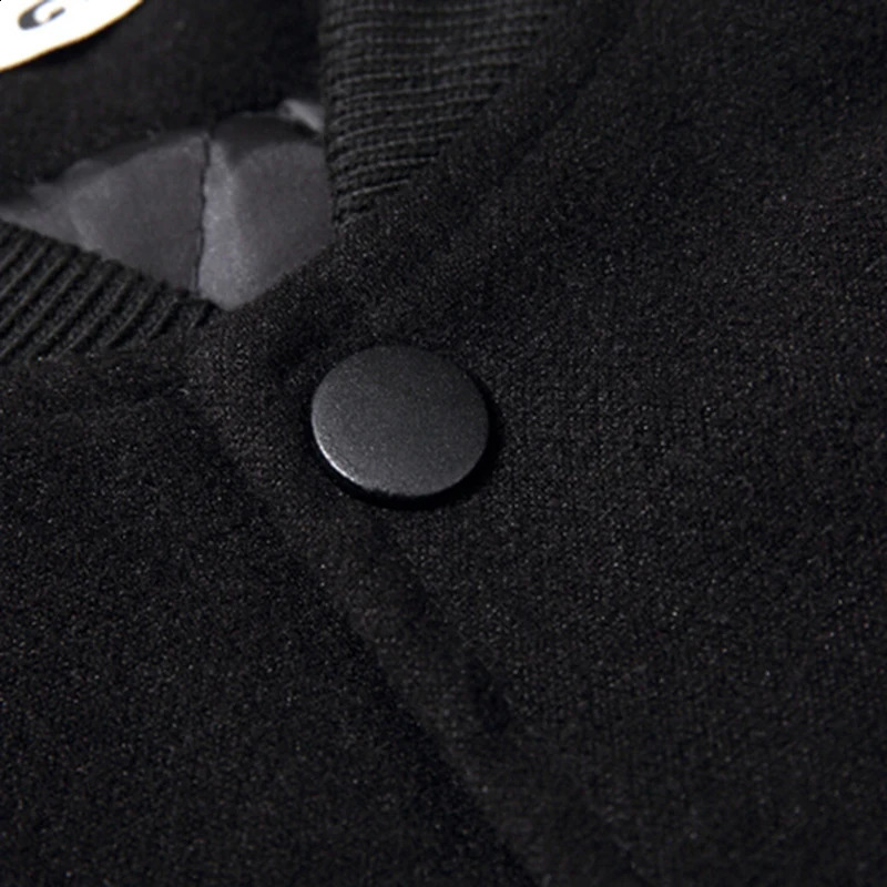 Spring Winter School Team Uniform Men Black Leather Sleeves Baseball Varsity Jacket College Letterman Coat Plus Size 5XL 6XL 240802