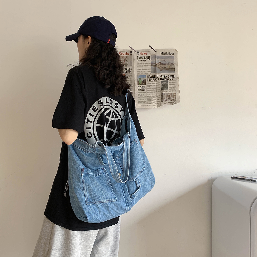 New Harajuku Wash Denim Bag for Women Handbags 2023 Large-capacity Shoulder Bag Female Korean Version Girls Messenger Bag Totes