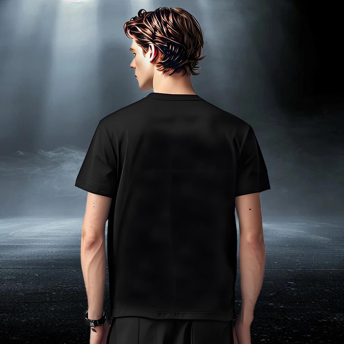 2024 Summer T Shirts Men 230g Cotton Spring Summer Wear Crew Neck Loose Fit Mens Tshirts Cartoon Printing L-4XL