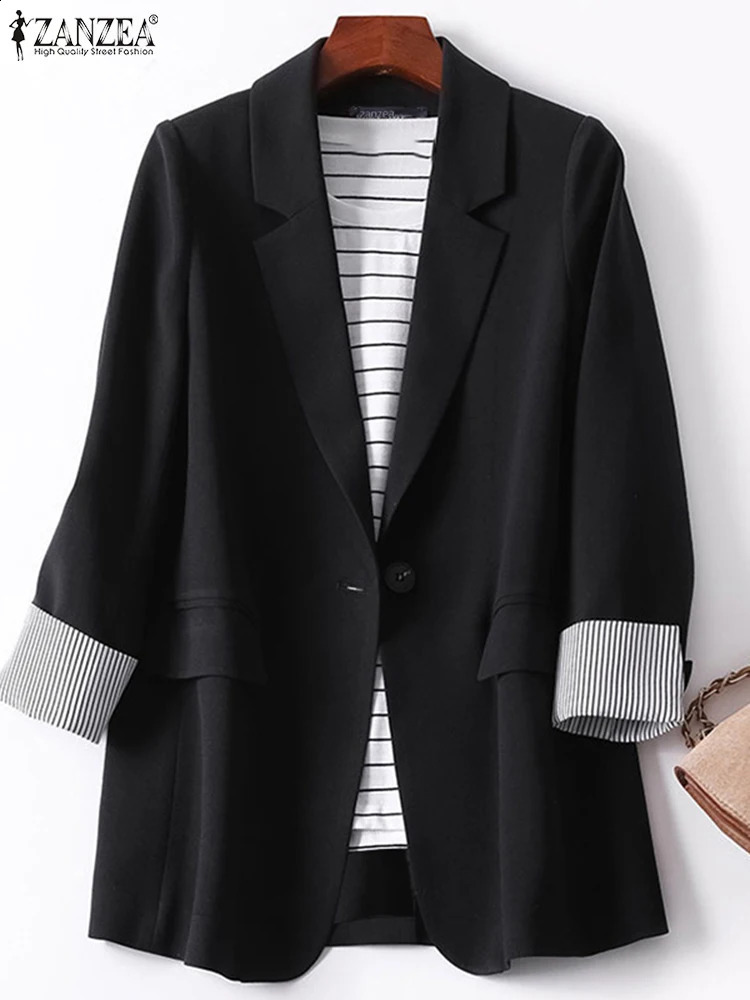 ZANZEA Fashion Office Women Blazer OL Casual Long Sleeve Coats Elegante Lapel Female Work Outwear Solid Simple Formal Suits 240801