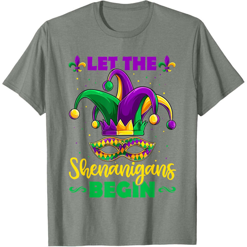 T shirt Mens Let The Shenanigans Begin Mardi Gras Kids Men Women T-Shirt shirts tshirt graphic tee Casual tops summer clothes Short sleeve Free shippi