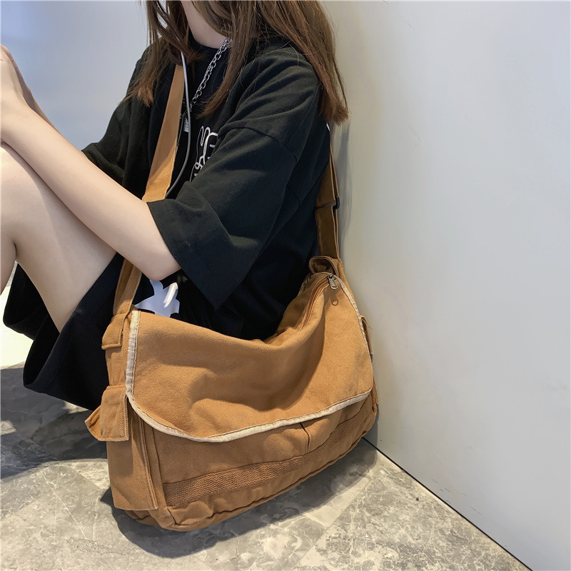 Sail bag large-capacity leisure shoulder bag female bag couple messenger bag campus style simple literary cloth bag